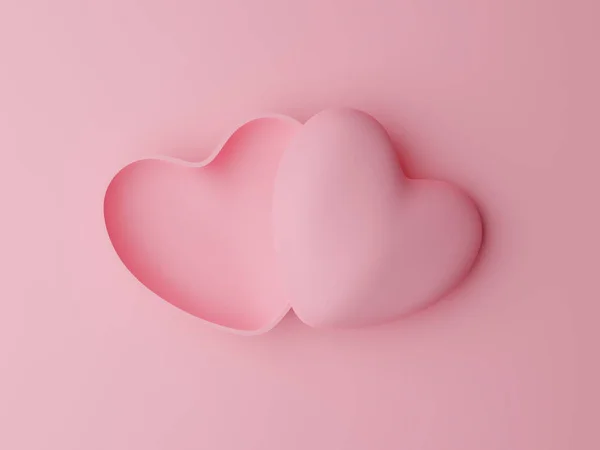 Öppna Rosa Pastell Hjärtformade Rutan Rosa Bakgrund Alla Hjärtans Dag — Stockfoto