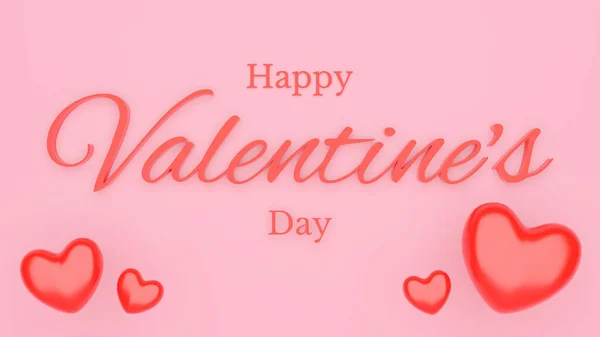 День Святого Валентина Червоним Серцем Текстом Концепція Рожевого Фону Рендеринг — стокове фото
