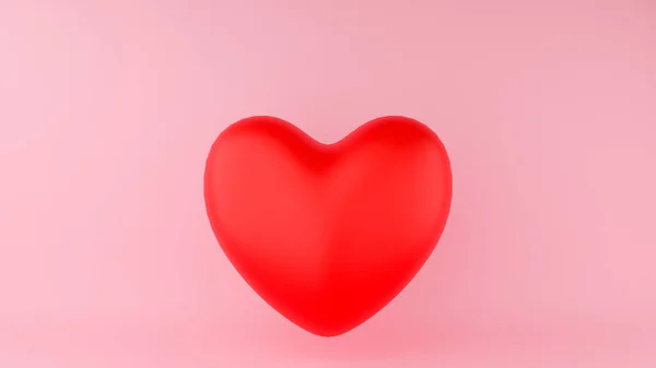 Cuore Rosso Con Sfondo Rosa Concetto San Valentino Illustrazione Rendering — Foto Stock