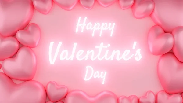 Coração Rosa Com Fundo Rosa Texto Conceito Dia Dos Namorados — Fotografia de Stock