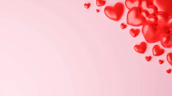 Vue Dessus Coeur Rouge Sur Fond Rose Concept Saint Valentin — Photo