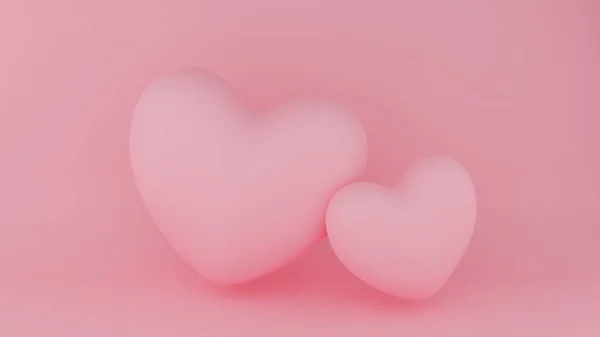 Zwei Rosa Herzen Mit Rosa Hintergrund Valentinstag Konzept Darstellung — Stockfoto