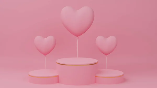 Concetto San Valentino Cerchio Podio Colore Rosa Pastello Con Bordo — Foto Stock