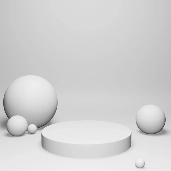 Circle Podium White Pastel Color Spherical Mock Circle Shapes Showcase — Φωτογραφία Αρχείου