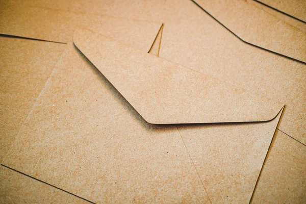 Brown Paper Envelope Close Craft Envelope Flat Lay Minimalism — Stock Photo, Image