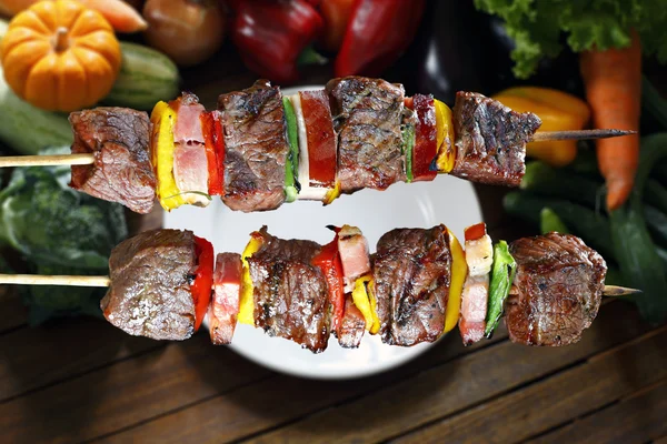 BBQ with kebab cooking — Stock Photo, Image