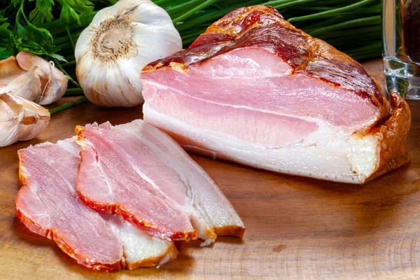 Bacon Fumé Coupé Tranches — Photo