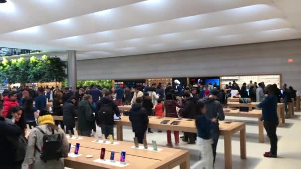 New York February 2020 Mensen Die Apple Store Bezoeken 5Th — Stockvideo