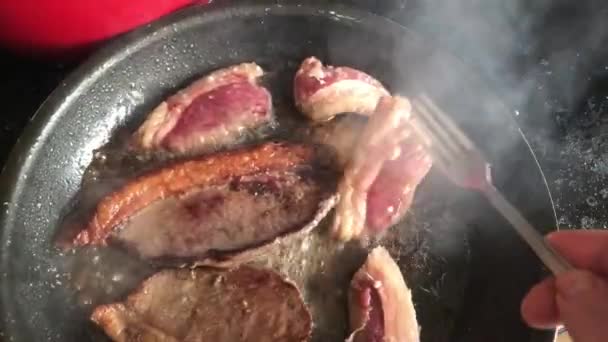 Steak Grillsütő Steakhouse Ban Szeletelt Picanha — Stock videók