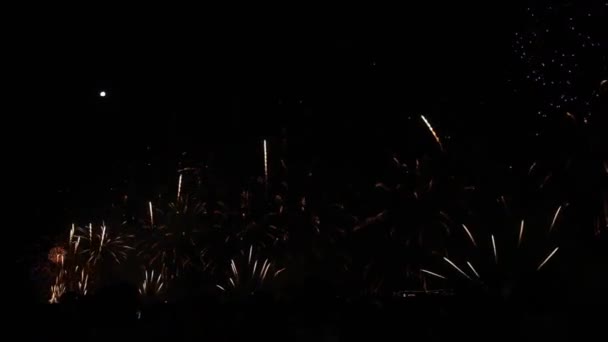 Reveillon Πρωτοχρονιά Πυροτεχνήματα Οθόνη Κατά Μήκος Της Παραλίας Copacabana Ρίο — Αρχείο Βίντεο