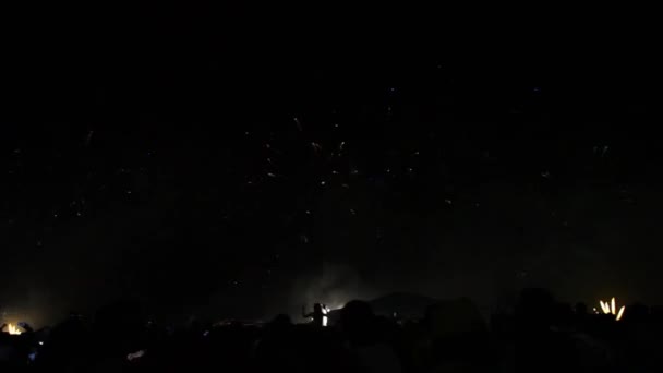 Reveillon Nyår Fyrverkeri Längs Copacabana Beach Rio Janeiro Brasilien — Stockvideo