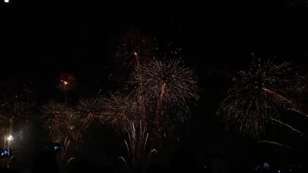 Vuurwerk Van Reveillon New Years Langs Copacabana Beach Rio Janeiro — Stockvideo