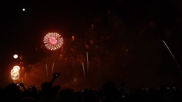 Reveillon Silvesterfeuerwerk Copacabana Strand Rio Janeiro Brasilien — Stockvideo