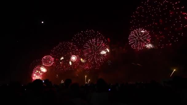 Reveillon Silvesterfeuerwerk Copacabana Strand Rio Janeiro Brasilien — Stockvideo