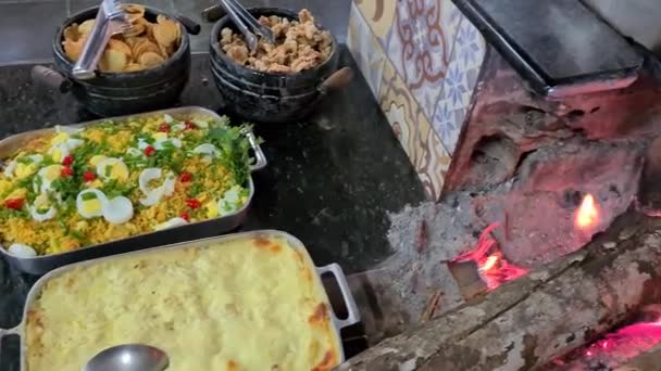 Minas Gerais Cucina Fatta Forno Legna Con Riso Fagioli Feijoada — Video Stock