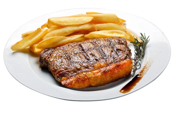 Picanha Com Batatas Fritas Churrasqueira — Fotografia de Stock