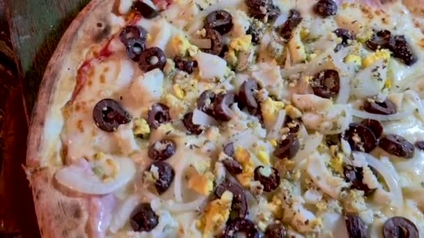 Ahşap Fırınlı Pizzacı Yapımı Pizzacı — Stok video