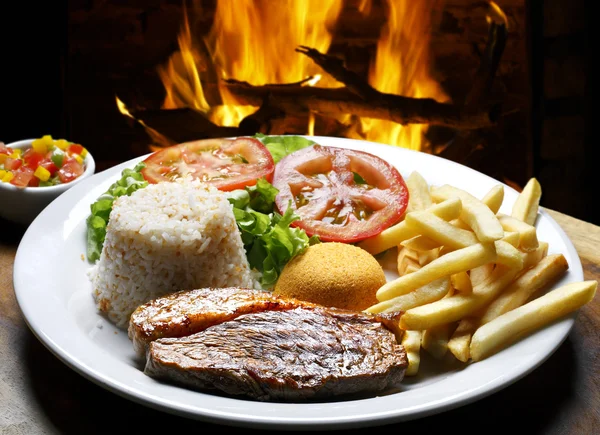 Pork steak with rice — Stock Photo, Image