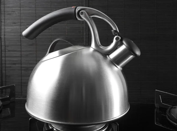 Kettle on a gas oven — Stock Photo, Image