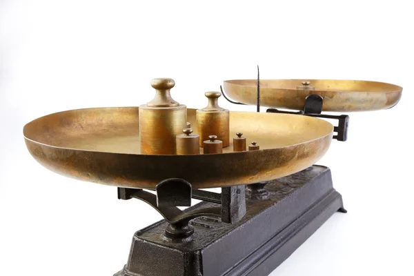 Retro, bronze scales weights — Zdjęcie stockowe