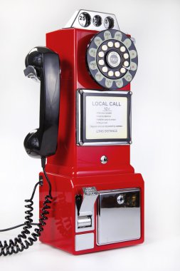 Retro, red payphone clipart