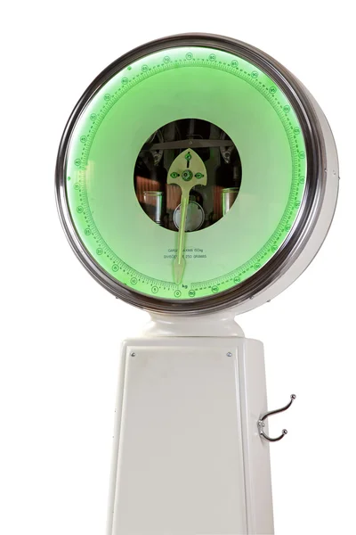 Retro scales with green screen — Stockfoto