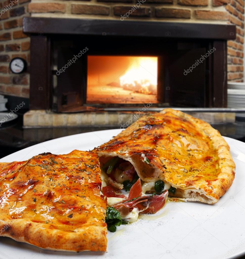 Calzone pizza on plate