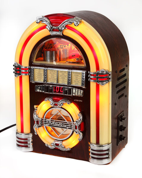 Retro, wooden, colorful jukebox