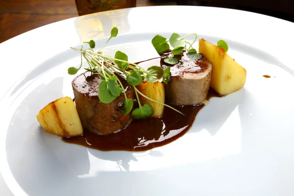 Potatoes with sliced sausage — Stock Fotó