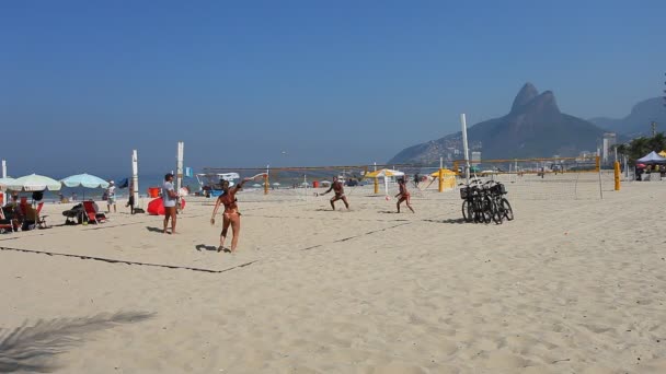 Personnes jouant au volley-ball à la plage — Video