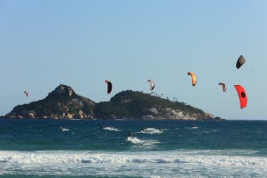 Kitesurf at beach Barra da Tijuca clipart