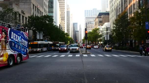 在芝加哥市中心的密歇根大道 — 图库视频影像