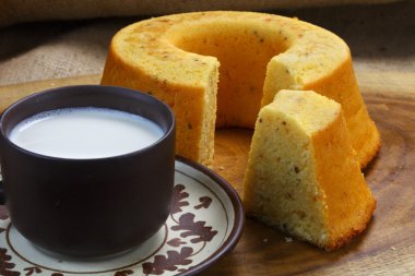 baked cake and milk