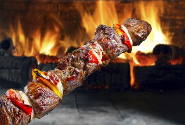 alev arka plan ile Barbekü