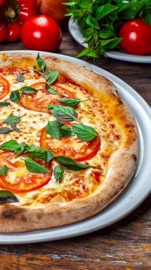 Pizza Margherita yapılan ile domates, Mozzarella