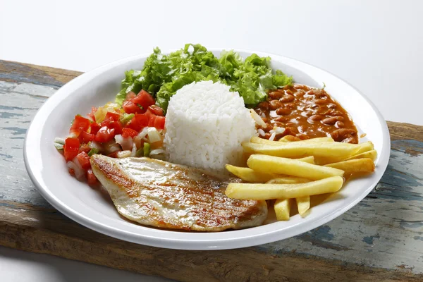 Arroz com feijão e carne — Fotografia de Stock