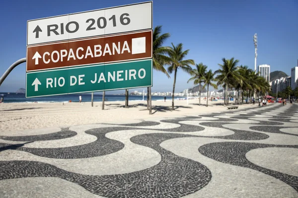 Rio 2016 sign on the sidewalk — Stok Foto