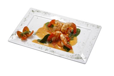 Beyaz arka plan üzerinde izole gurme büyük karides