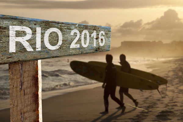 Rio 2016 på stranden - Stock-foto