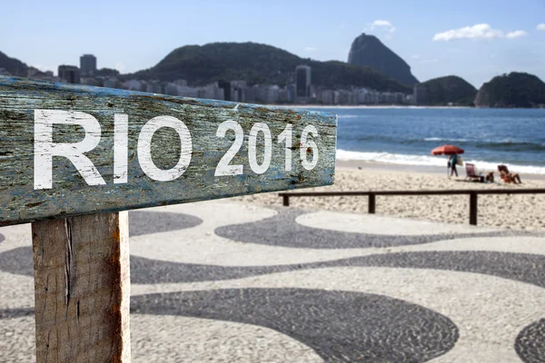 Rio 2016 wooden sign — Stock Photo, Image