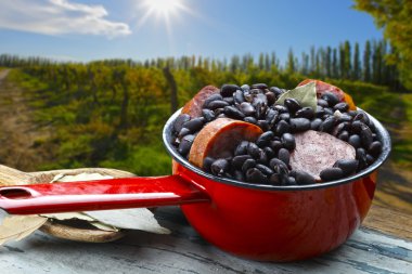 Feijoada on a red pot clipart