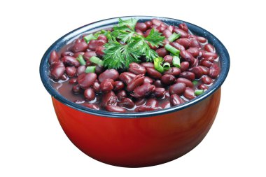 börülce üzerinde kırmızı bir kase