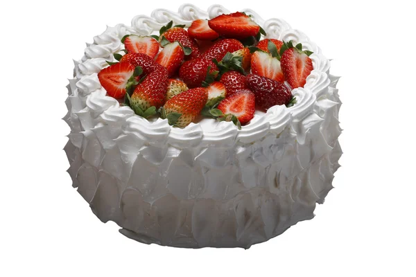 Whipped cream cake with strawberry — Stock Photo, Image