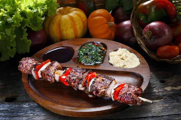 BBQ with kebab cooking — Stock Photo, Image