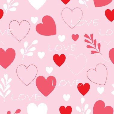 Duvar kağıdı, tekstil, yüzey, moda, arkaplan, fayans, sabit ev dekorasyonu, mobilya vs. için kalp vektörsüz desen.
