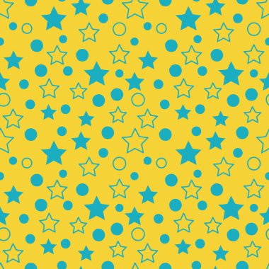 Duvar kağıdı, tekstil, yüzey, moda, arkaplan, fayans, durağan, ev dekorasyonu, mobilya vb. için yıldızların ve dairelerin kusursuz deseni