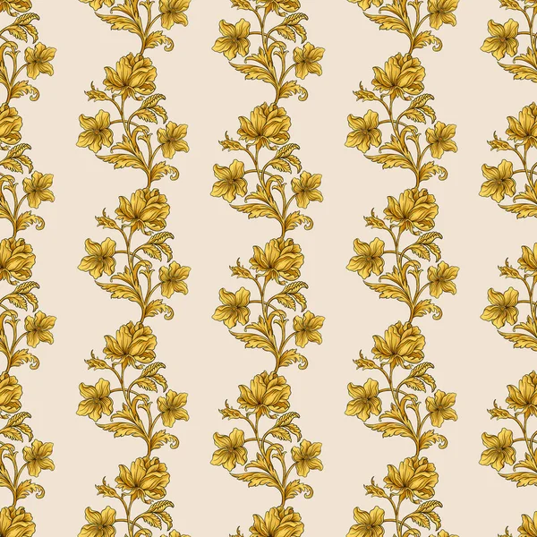 Altın Süslü Çiçekler kusursuz desen