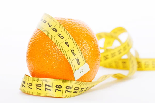 Orange with measuring tape — Stock Photo, Image