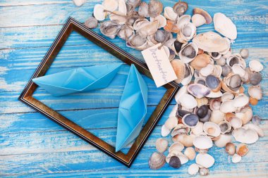 Hedef kabukları ve fotoğraf çerçevesi ile oturum açın. Meslek arka plan