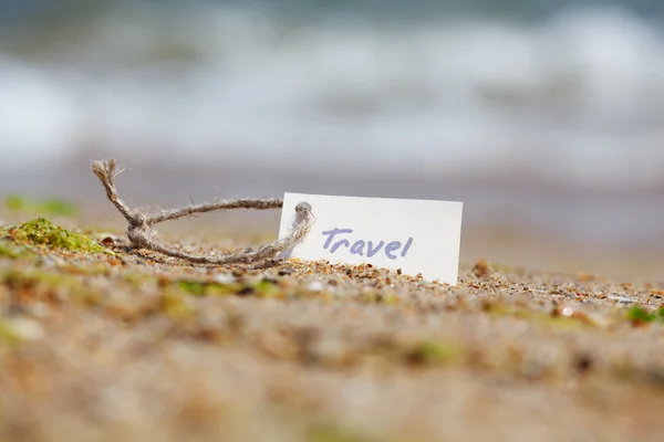 Message Travel on the sand — Stock Photo, Image